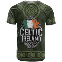 Celtic Ireland T Shirt with Irish Flag Castle and Knotwork Design