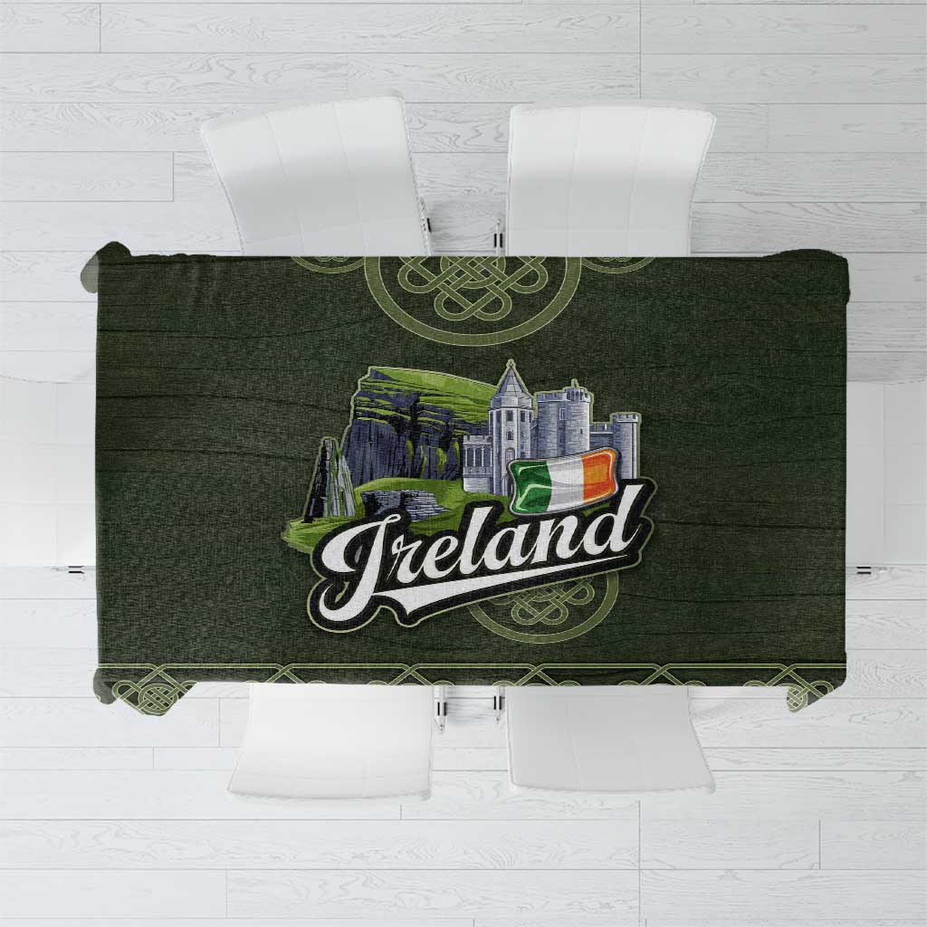 Celtic Ireland Tablecloth with Irish Flag Castle and Knotwork Design