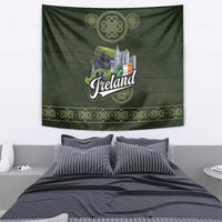 Celtic Ireland Tapestry with Irish Flag Castle and Knotwork Design