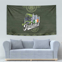 Celtic Ireland Tapestry with Irish Flag Castle and Knotwork Design