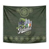 Celtic Ireland Tapestry with Irish Flag Castle and Knotwork Design