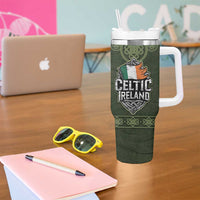 Celtic Ireland Tumbler With Handle with Irish Flag Castle and Knotwork Design