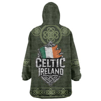 Celtic Ireland Wearable Blanket Hoodie with Irish Flag Castle and Knotwork Design