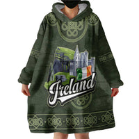 Celtic Ireland Wearable Blanket Hoodie with Irish Flag Castle and Knotwork Design