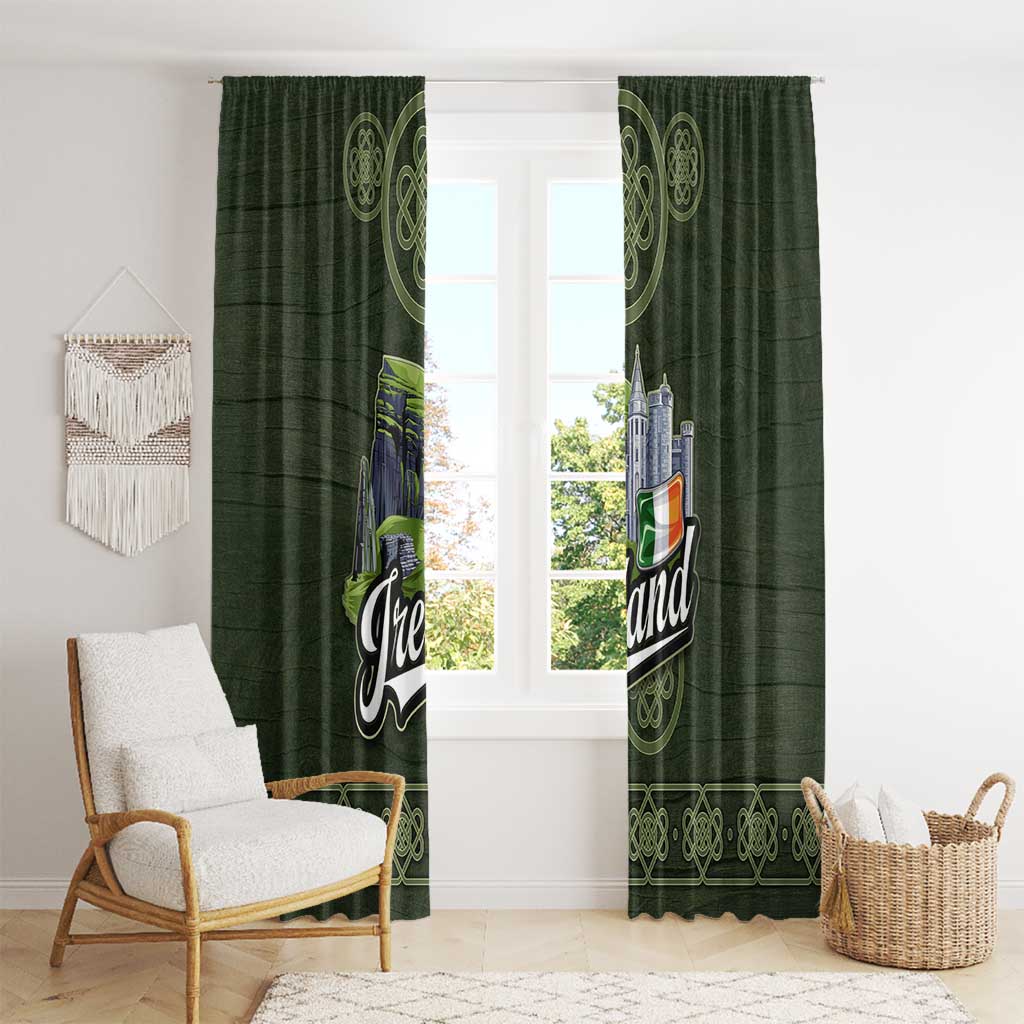 Celtic Ireland Window Curtain with Irish Flag Castle and Knotwork Design