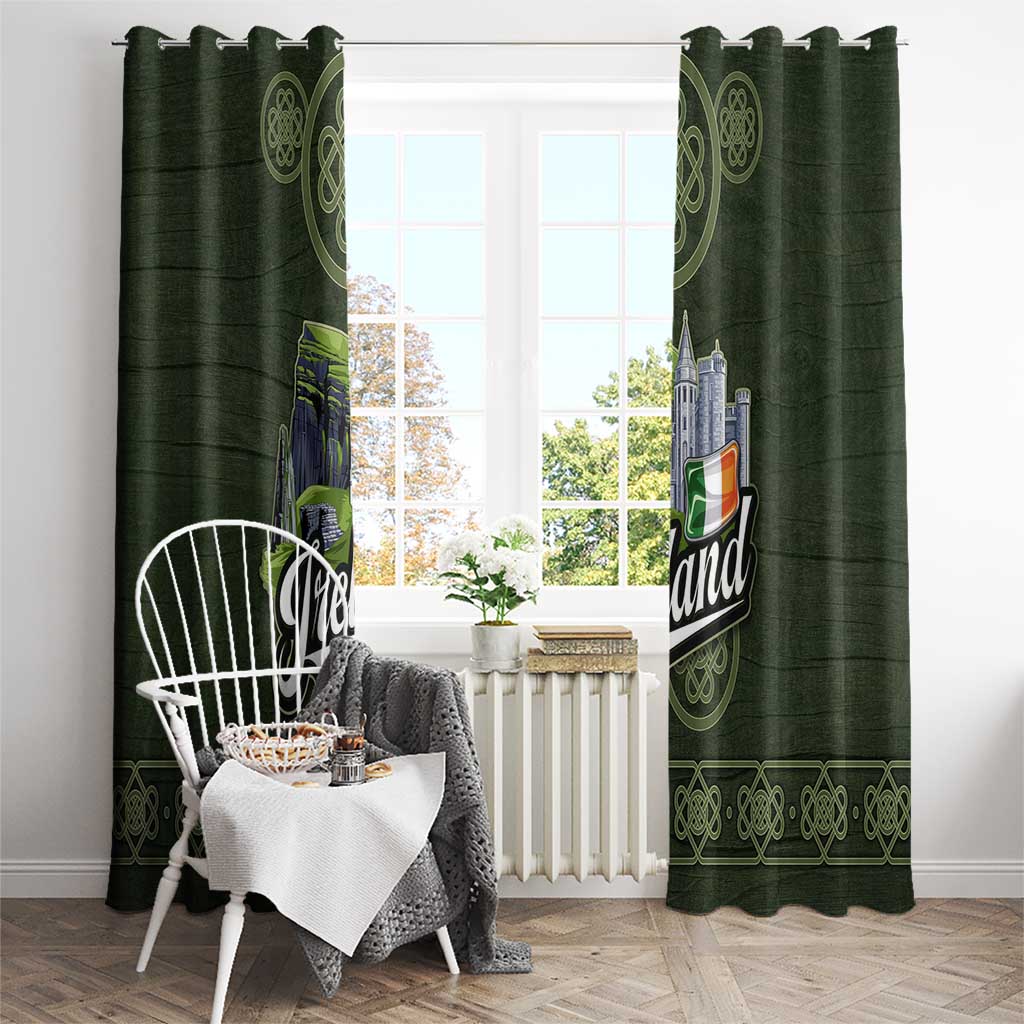 Celtic Ireland Window Curtain with Irish Flag Castle and Knotwork Design