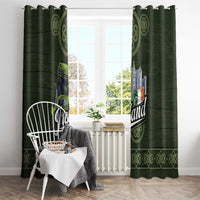 Celtic Ireland Window Curtain with Irish Flag Castle and Knotwork Design