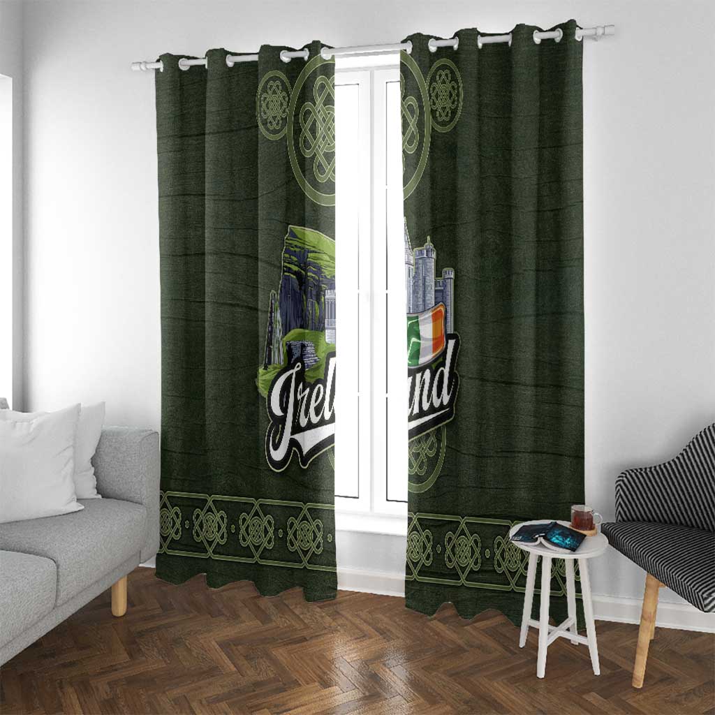 Celtic Ireland Window Curtain with Irish Flag Castle and Knotwork Design