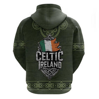Celtic Ireland Zip Hoodie with Irish Flag Castle and Knotwork Design