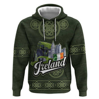 Celtic Ireland Zip Hoodie with Irish Flag Castle and Knotwork Design