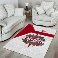 Denmark Area Rug with Cityscape Print and Royal Coat of Arms Design