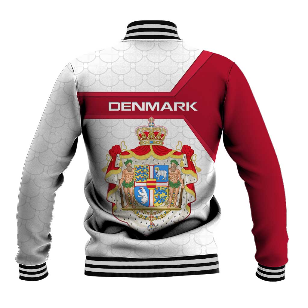 Denmark Baseball Jacket with Cityscape Print and Royal Coat of Arms Design