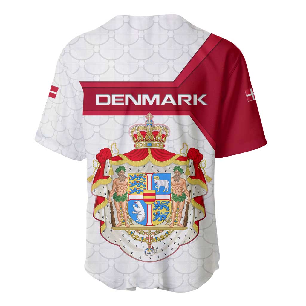 Denmark Baseball Jersey with Cityscape Print and Royal Coat of Arms Design