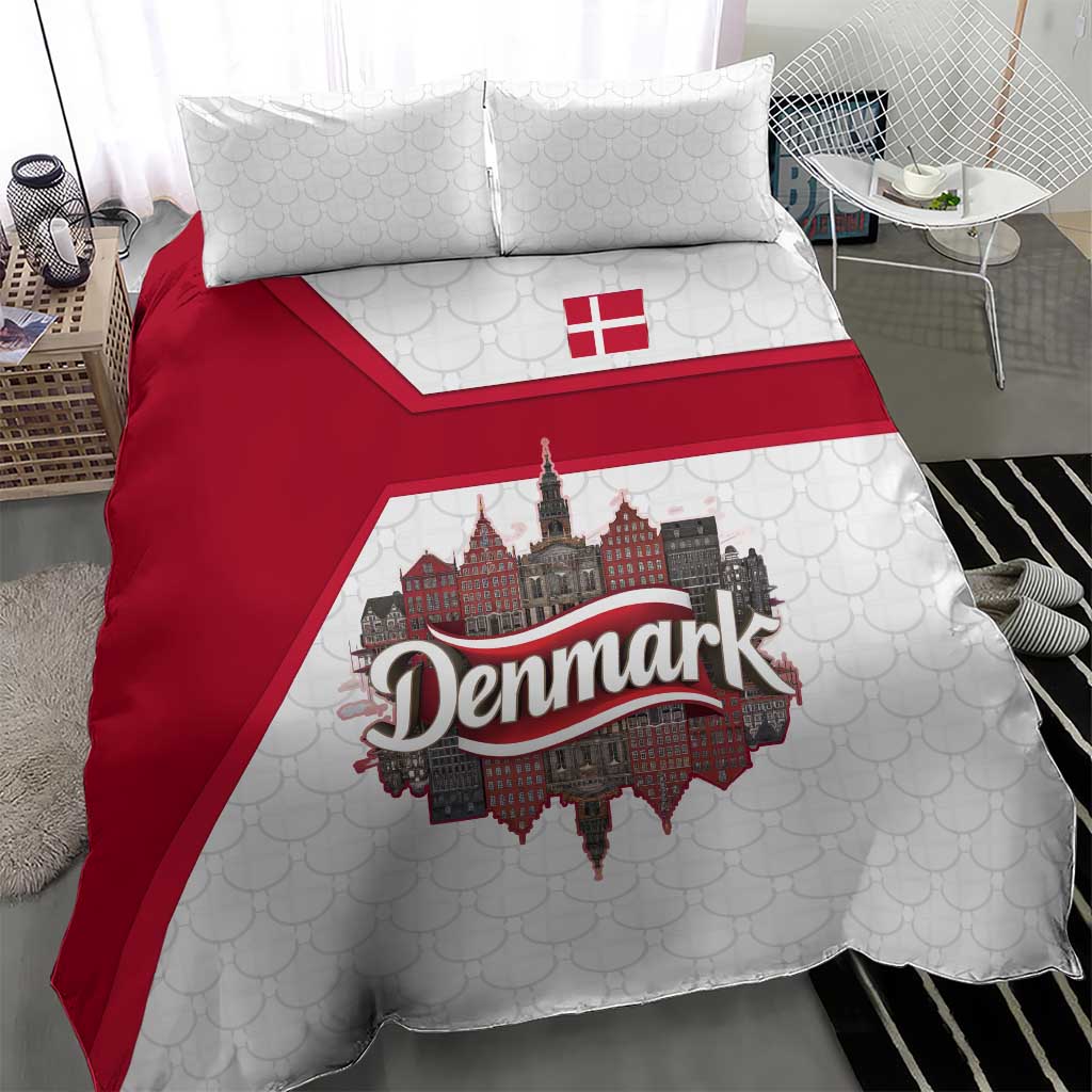 Denmark Bedding Set with Cityscape Print and Royal Coat of Arms Design