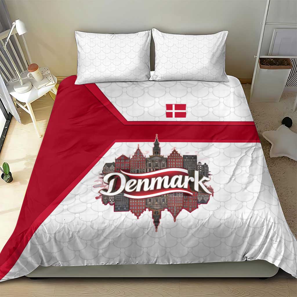 Denmark Bedding Set with Cityscape Print and Royal Coat of Arms Design