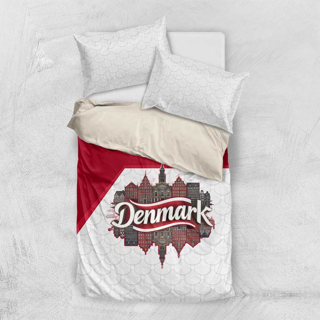 Denmark Bedding Set with Cityscape Print and Royal Coat of Arms Design