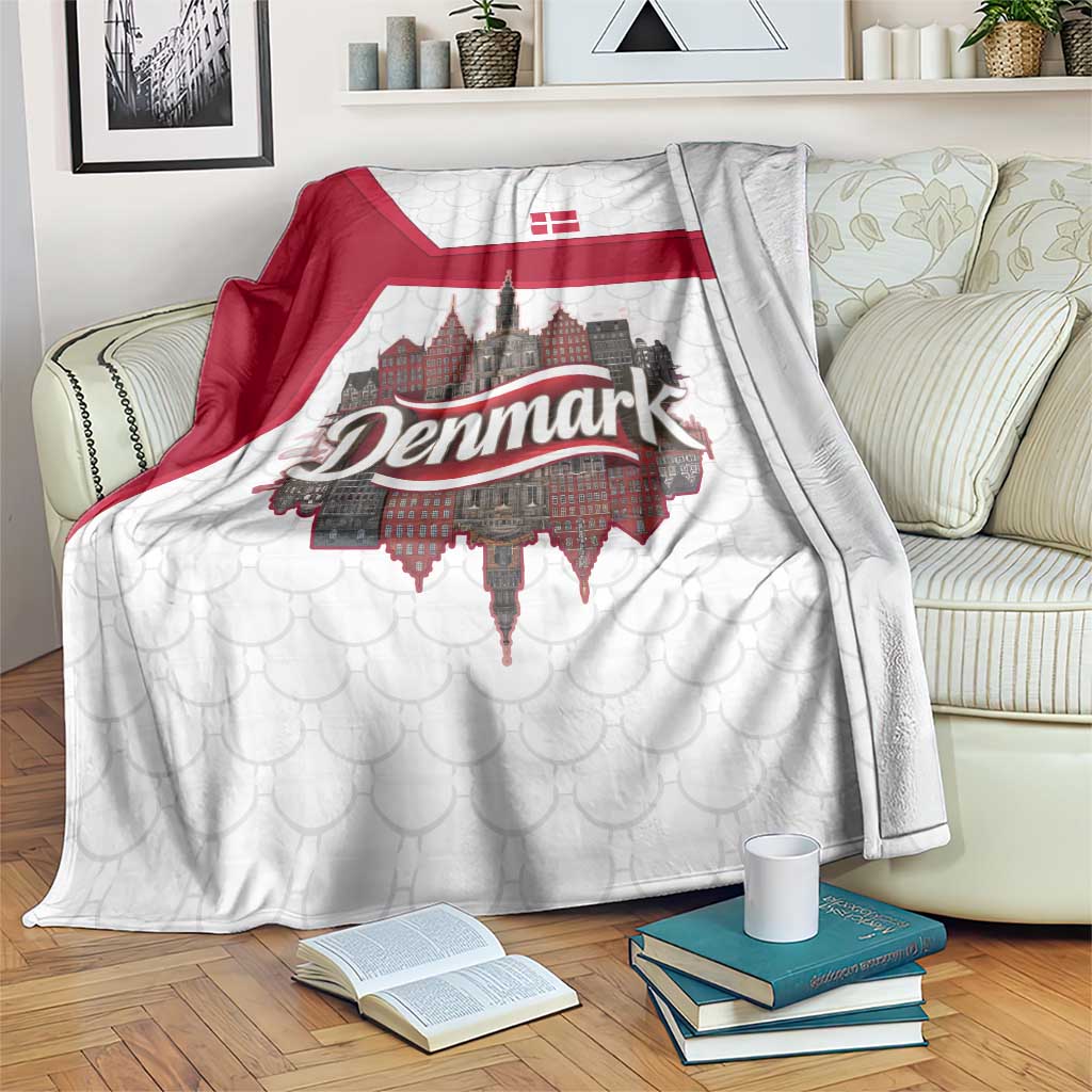 Denmark Blanket with Cityscape Print and Royal Coat of Arms Design