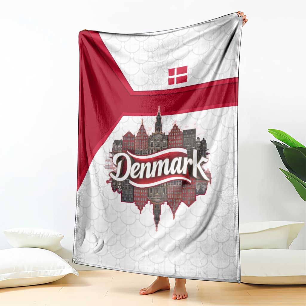 Denmark Blanket with Cityscape Print and Royal Coat of Arms Design