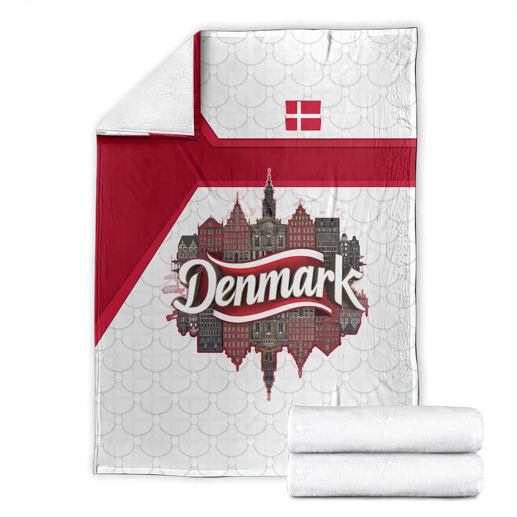 Denmark Blanket with Cityscape Print and Royal Coat of Arms Design