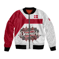 Denmark Bomber Jacket with Cityscape Print and Royal Coat of Arms Design
