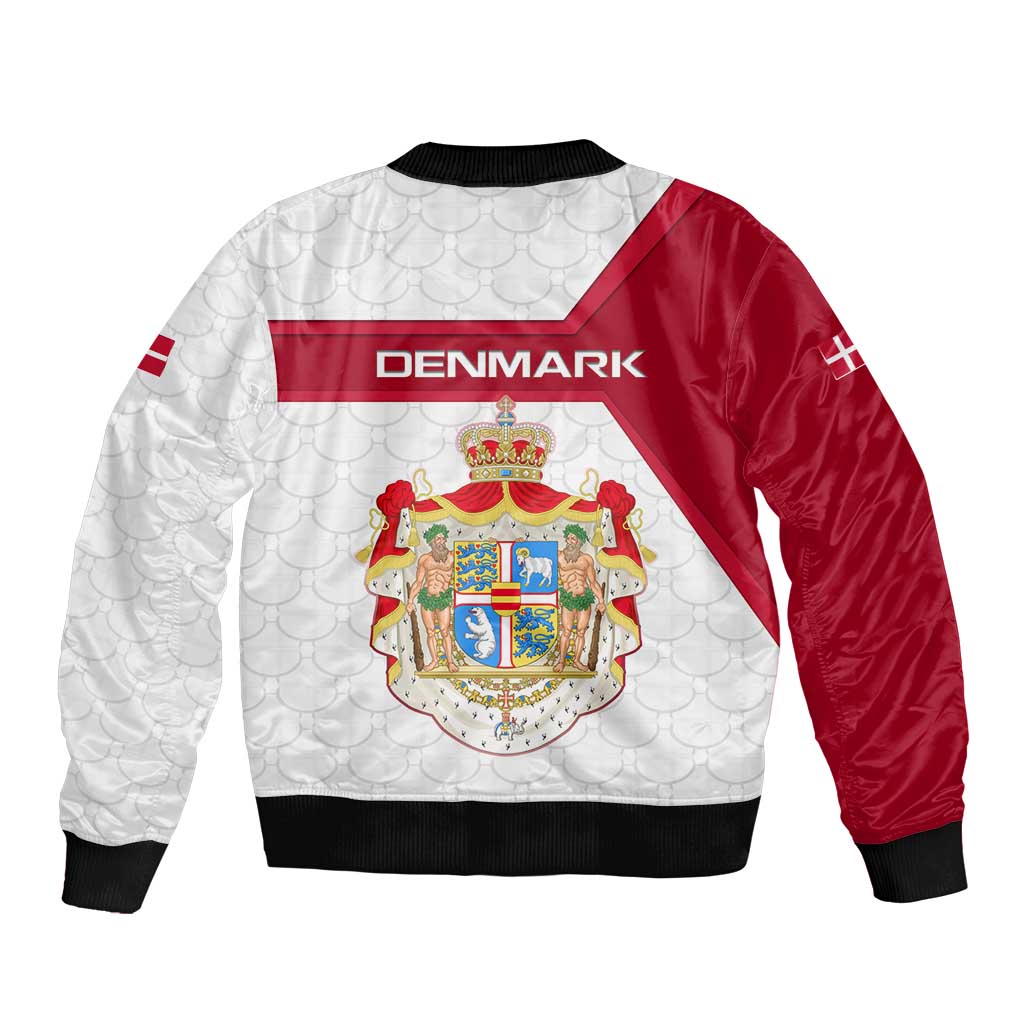 Denmark Bomber Jacket with Cityscape Print and Royal Coat of Arms Design