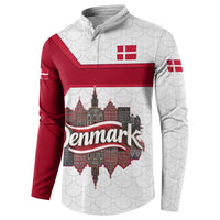 Denmark Button Sweatshirt with Cityscape Print and Royal Coat of Arms Design