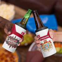 Denmark 4 in 1 Can Cooler Tumbler with Cityscape Print and Royal Coat of Arms Design