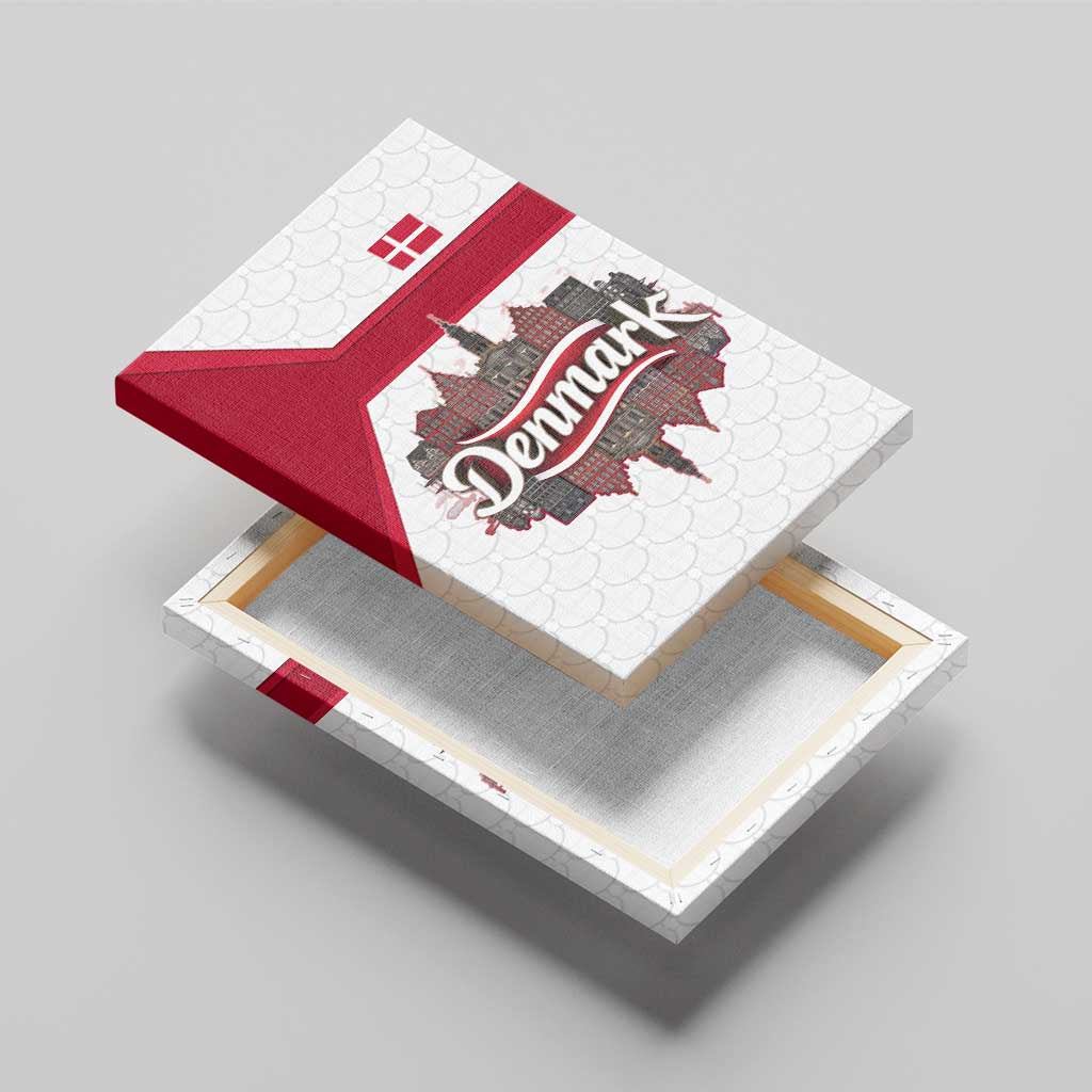Denmark Canvas Wall Art with Cityscape Print and Royal Coat of Arms Design