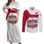 Denmark Couples Matching Off Shoulder Maxi Dress and Long Sleeve Button Shirt with Cityscape Print and Royal Coat of Arms Design