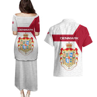 Denmark Couples Matching Puletasi and Hawaiian Shirt with Cityscape Print and Royal Coat of Arms Design
