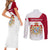 Denmark Couples Matching Short Sleeve Bodycon Dress and Long Sleeve Button Shirt with Cityscape Print and Royal Coat of Arms Design