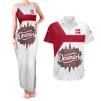 Denmark Couples Matching Tank Maxi Dress and Hawaiian Shirt with Cityscape Print and Royal Coat of Arms Design