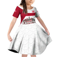 Denmark Family Matching Off Shoulder Short Dress and Hawaiian Shirt with Cityscape Print and Royal Coat of Arms Design