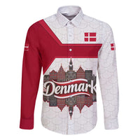 Denmark Family Matching Off Shoulder Short Dress and Hawaiian Shirt with Cityscape Print and Royal Coat of Arms Design