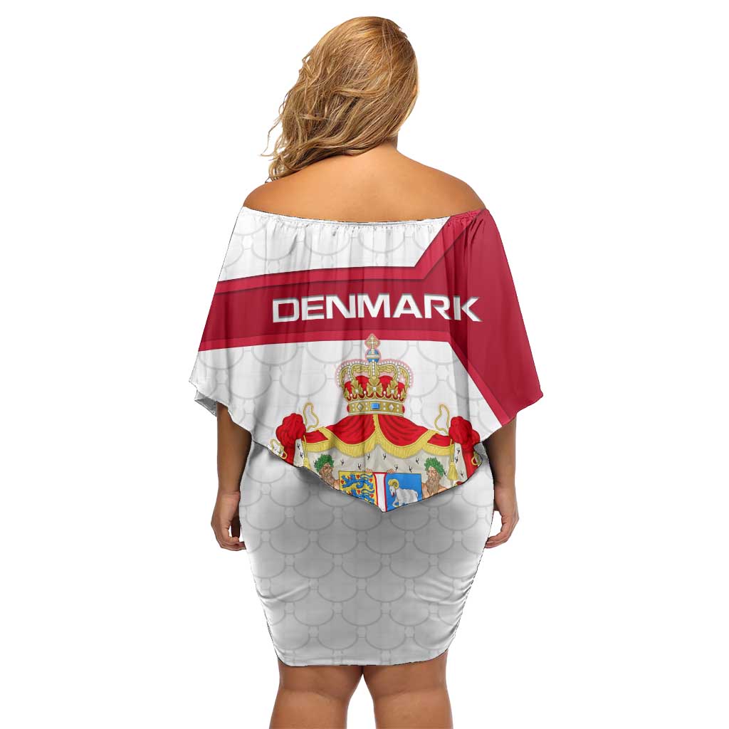 Denmark Family Matching Off Shoulder Short Dress and Hawaiian Shirt with Cityscape Print and Royal Coat of Arms Design
