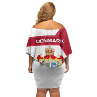 Denmark Family Matching Off Shoulder Short Dress and Hawaiian Shirt with Cityscape Print and Royal Coat of Arms Design