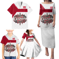 Denmark Family Matching Puletasi and Hawaiian Shirt with Cityscape Print and Royal Coat of Arms Design