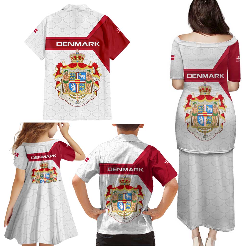 Denmark Family Matching Puletasi and Hawaiian Shirt with Cityscape Print and Royal Coat of Arms Design
