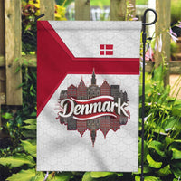 Denmark Garden Flag with Cityscape Print and Royal Coat of Arms Design