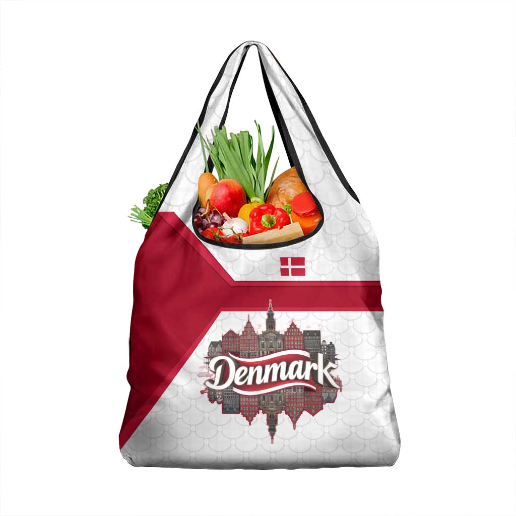 Denmark Grocery Bag with Cityscape Print and Royal Coat of Arms Design