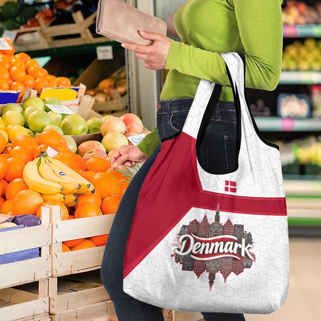 Denmark Grocery Bag with Cityscape Print and Royal Coat of Arms Design