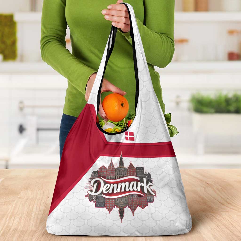 Denmark Grocery Bag with Cityscape Print and Royal Coat of Arms Design
