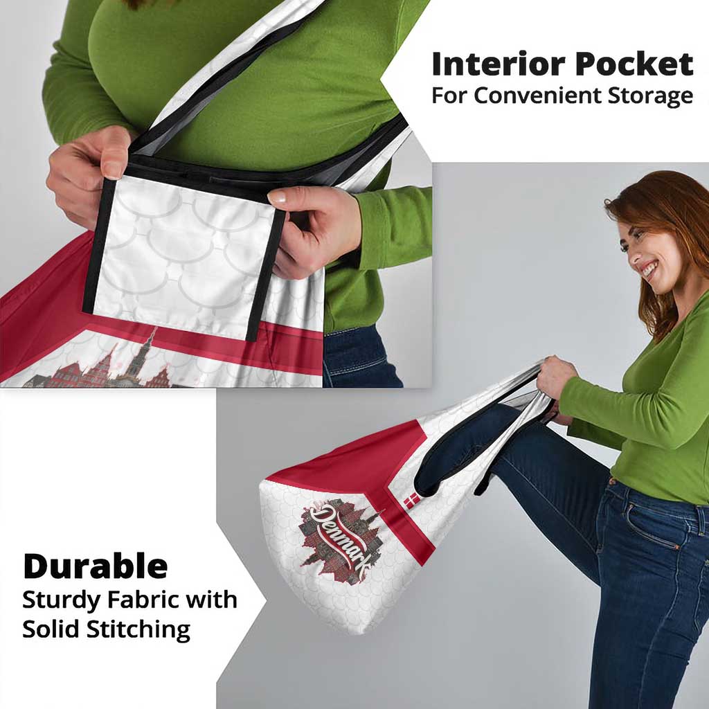 Denmark Grocery Bag with Cityscape Print and Royal Coat of Arms Design