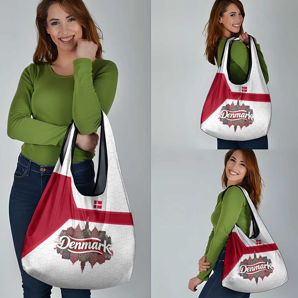 Denmark Grocery Bag with Cityscape Print and Royal Coat of Arms Design