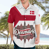 Denmark Hawaiian Shirt with Cityscape Print and Royal Coat of Arms Design