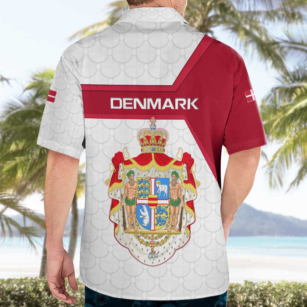 Denmark Hawaiian Shirt with Cityscape Print and Royal Coat of Arms Design