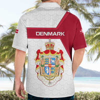 Denmark Hawaiian Shirt with Cityscape Print and Royal Coat of Arms Design