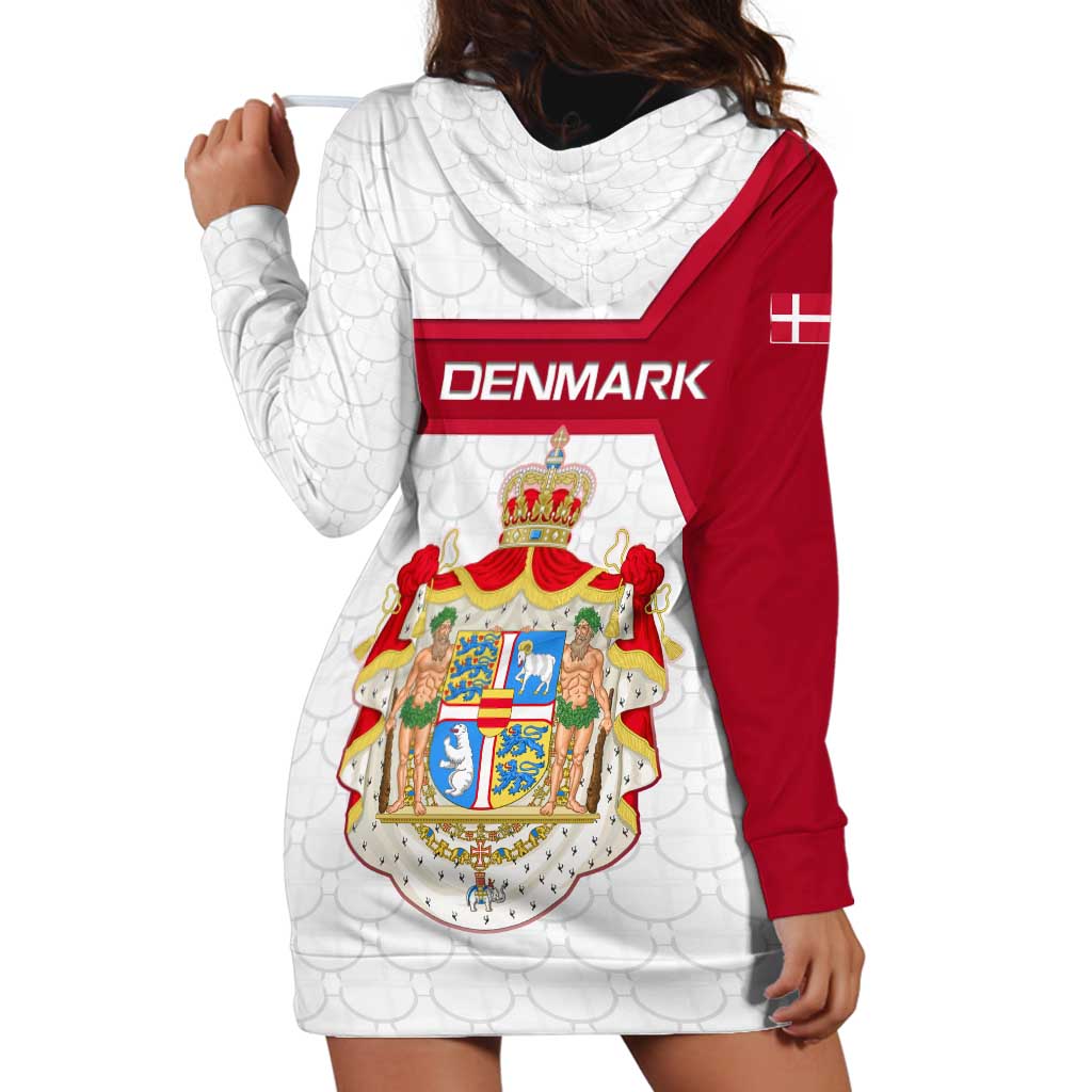 Denmark Hoodie Dress with Cityscape Print and Royal Coat of Arms Design