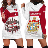 Denmark Hoodie Dress with Cityscape Print and Royal Coat of Arms Design