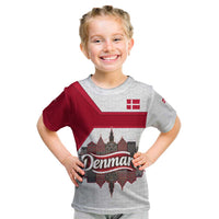Denmark Kid T Shirt with Cityscape Print and Royal Coat of Arms Design
